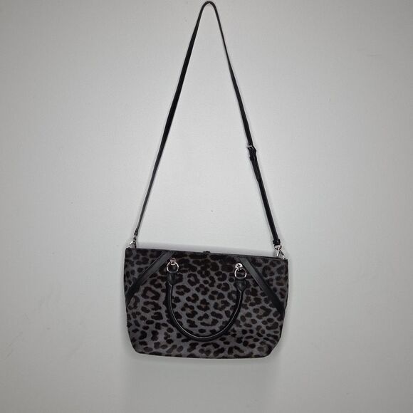 Henri Bendel Womens Lafayette Haircalf Satchel Bag Crossbody in Leopard Print - Picture 14 of 15